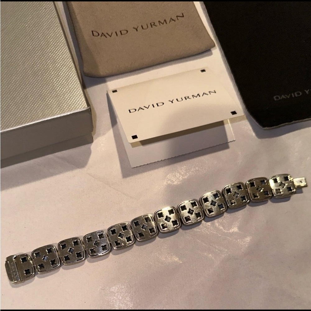 Vintage David Yurman 1-Row Linear Chiclet Bracelet Sterling Silver w/Diamonds - Picture 7 of 15